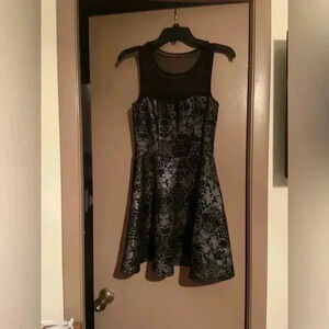 Black Intricate Pattern Mini Dress